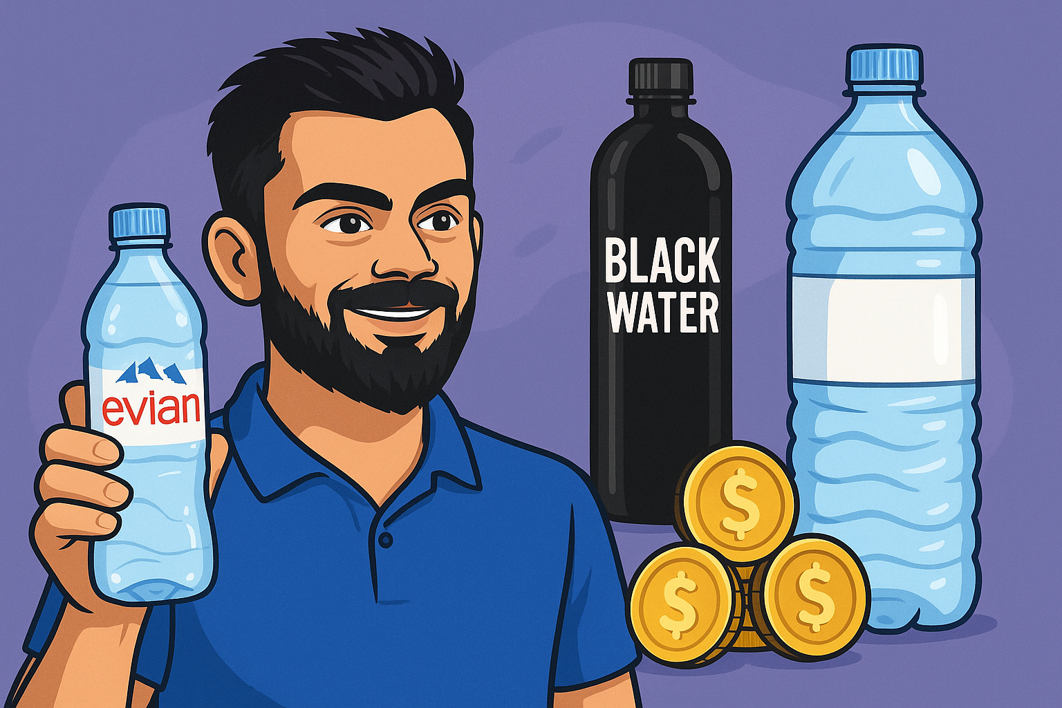 Virat Kohli water price: Evian, black water, sizes & costs